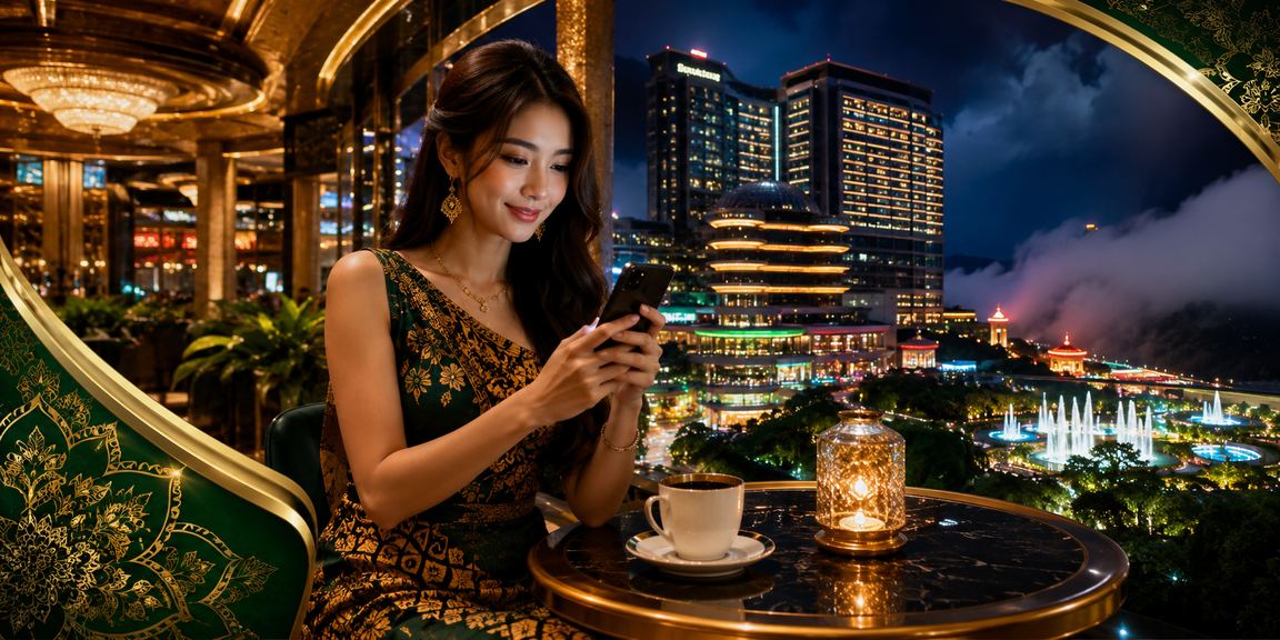 Pemain berbaju batik menikmati baccarat mudah alih bergaya Genting Highlands di telefon pintar