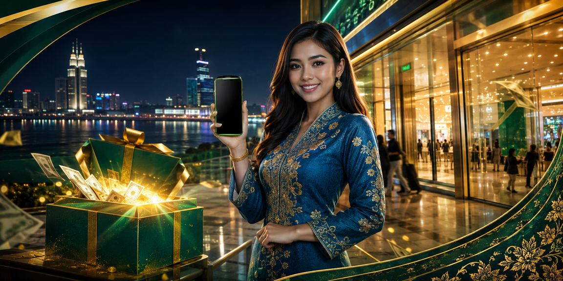 Pengguna berbaju kurung dari Johor mengakses aplikasi kasino webet melalui telefon pintar dengan lancar
