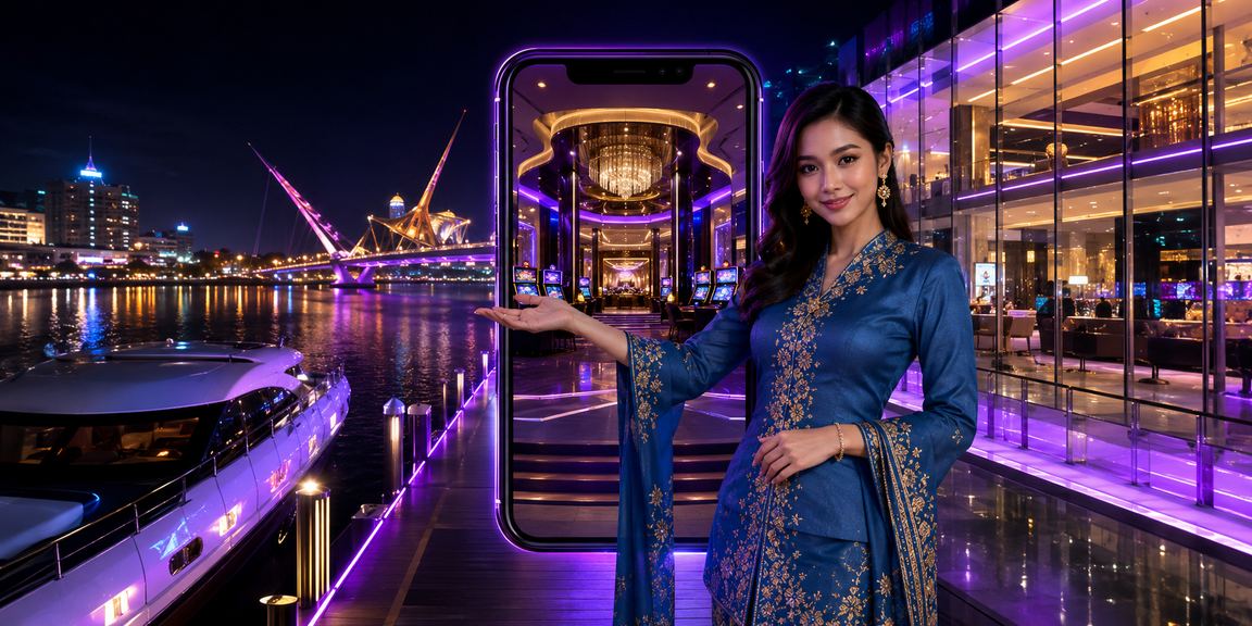 Pemain kasino mudah alih berbaju kurung di Kuching menikmati permainan di telefon