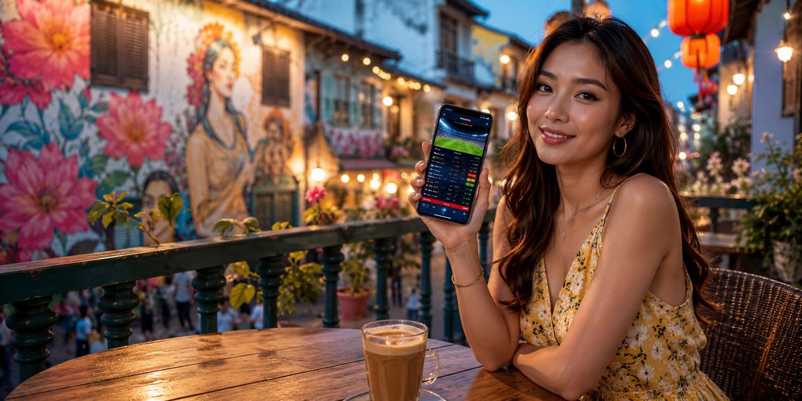 Pengguna Pulau Pinang mengakses pertaruhan sukan webet melalui telefon mudah alih sambil duduk santai